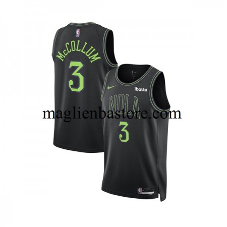 Maglia NBA New Orleans Pelicans CJ McCollum 3 Nike 2023-2024 City Edition Nero Swingman - Uomo